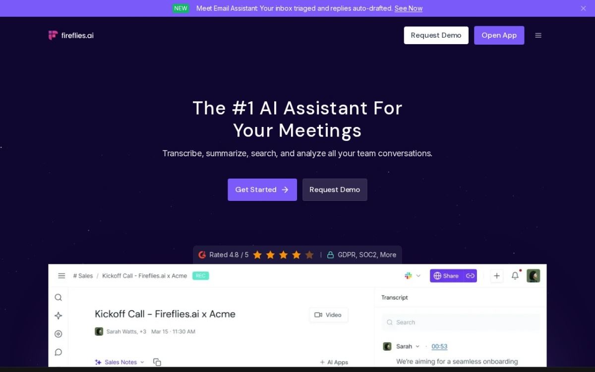 fireflies.ai homepage, captured 9 September 2026.